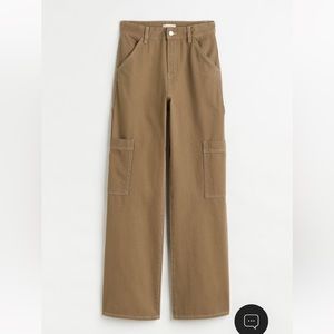H&M wide leg high waist cargo pants khaki green size 2